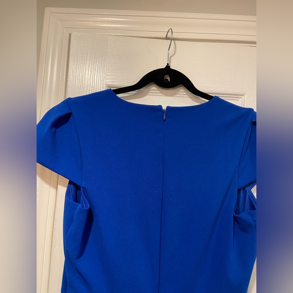 Express Size M Royal Blue Zip Back Tulip Sleeve Fitted Mini Dress Lined - Picture 7 of 11
